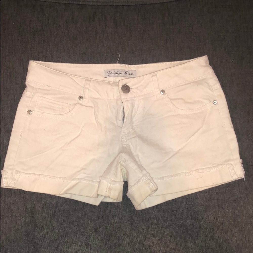 Celebrity Pink White Jean Shorts